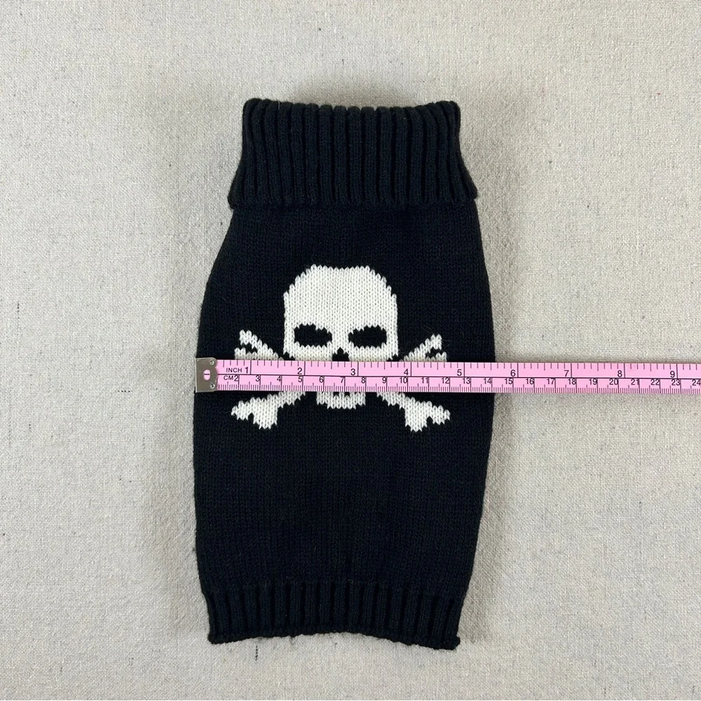 Skull & Crossbones Black & White Knit Dog Sweater